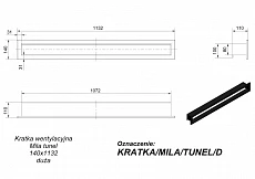 Krbová mřížka TUNEL Mila 140x1132mm velká